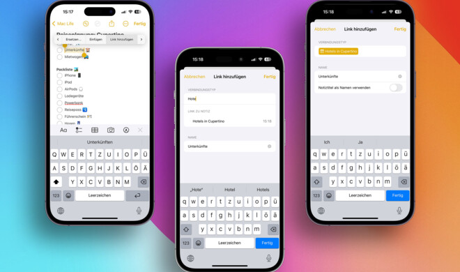 Die Verlinkungen funktionieren einfach.