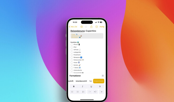 In Notizen findest du Formatierungen sowie Verlinkungen