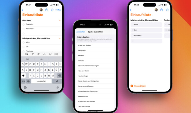 Die Erinnerungen-App erhält Einkaufslisten mit Kategorien