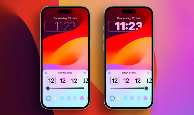 Die Schriftstärke lässt sich auf dem Sperrbildschirm anpassen.