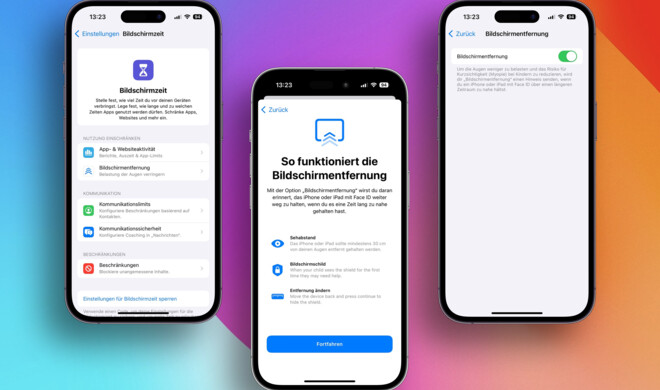 Die Bildschirmentfernung findest du nicht in den Bedienungshilfen