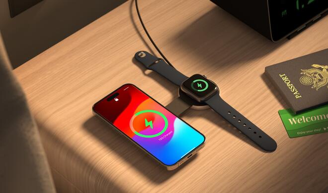 ButterFly lädt die Apple Watch sowohl flach als auch aufgestellt