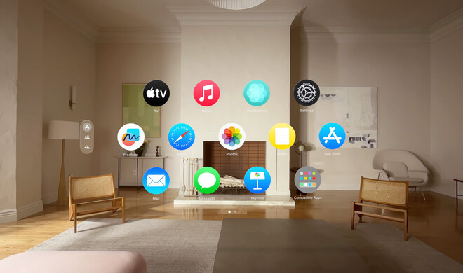 „Home-Screen” auf der Apple Vision Pro
