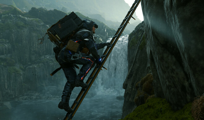 Klettern am Godafoss auf Island? Fast! In Death Stranding durchquert ihr die hübsche postapokalyptische USA.