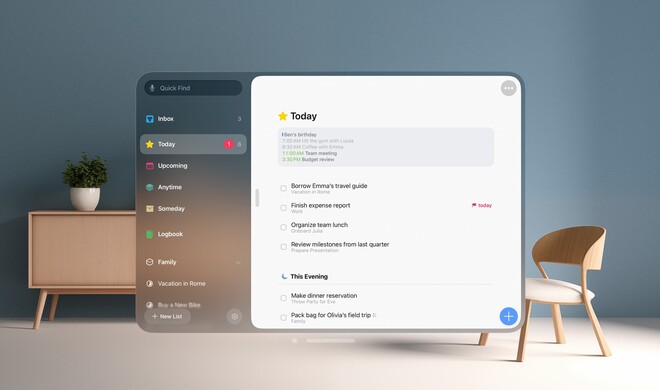 Einmal mehr vom Start weg dabei: Das Stuttgarter Unternehmen Cultured Code setzt seinen Aufgabenmanager Things mit einer eigenen App für die Apple Vision Pro um.