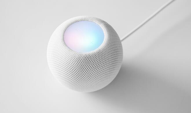 HomePod mini: Die LEDs hinter der Milchglasscheibe gehen kaum als Bildschirm durch.