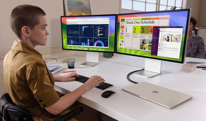 MacBook Air M3 im Clamshell-Modus mit zwei Bildschirmen