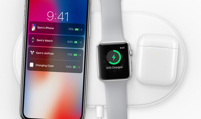 So hatte sich Apple AirPower vorgestellt: iPhone, Apple Watch und AirPods werden kabellos aufgeladen.