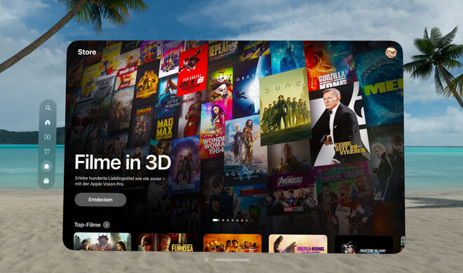 Derzeit lässt sich nur in der TV-App auf der Vision Pro erkennen, welcher Film sich auch in 3D wiedergeben lässt.