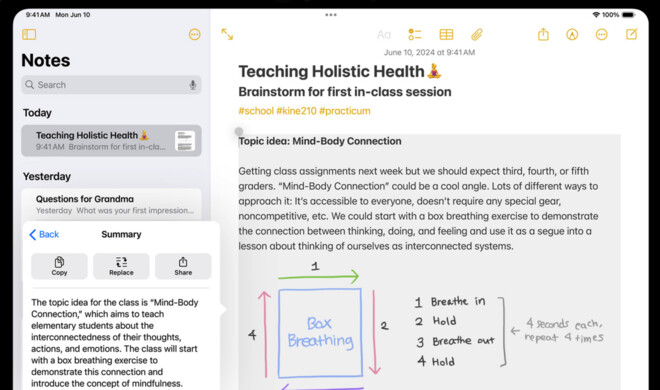 Notizen-App unter iPadOS 18
