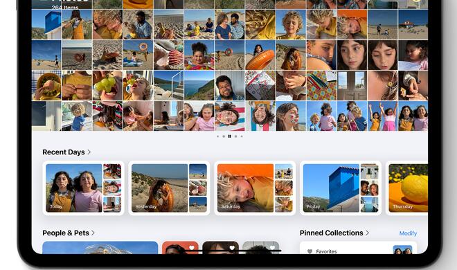 Die neue gestaltete Fotos-App.