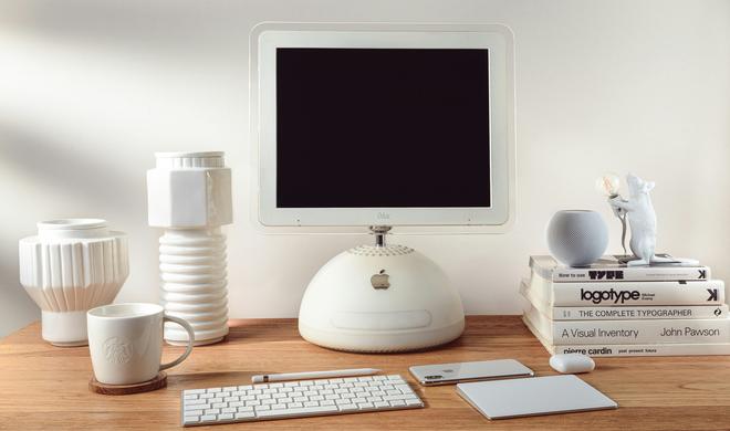 Die Mischung aus HomePod und iPad könnte in etwa aussehen wie der iMac G4