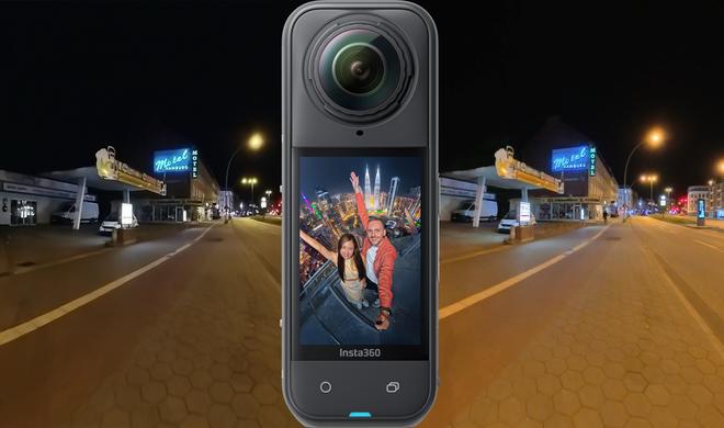 Die Aufnahmen der X5 (rechts) fallen bei schlechten Lichtverhältnissen sogar heller, schärfer und detailreicher aus als die der Insta360 One RS 1-Zoll, die mit deutlich größeren Sensoren bestückt ist.