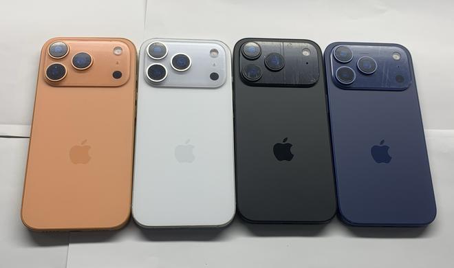 Mockups des Designs und der möglichen Farben. Das Orange wird aber wahrscheinlich eher wie Kupfer aussehen. Zudem wird eine Rückseite erwartet, die sowohl aus Aluminium als auch aus Glas besteht.