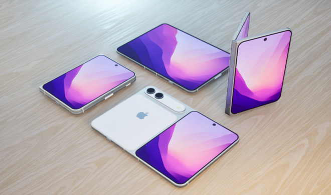 Render des iPhone Fold, das auf dem Stand der Gerüchte von Anfang 2025 basiert.