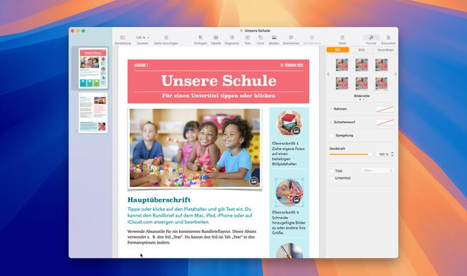 Im Seitenlayout-Modus müssen Sie für Ihre Inhalte Textrahmen verwenden.