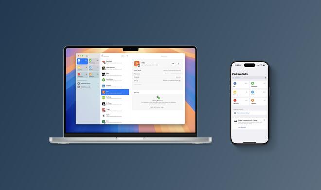 Die App „Passwörter“ funktioniert einheitlich auf Mac, iPhone und iPad und synchronisiert sich automatisch über iCloud.