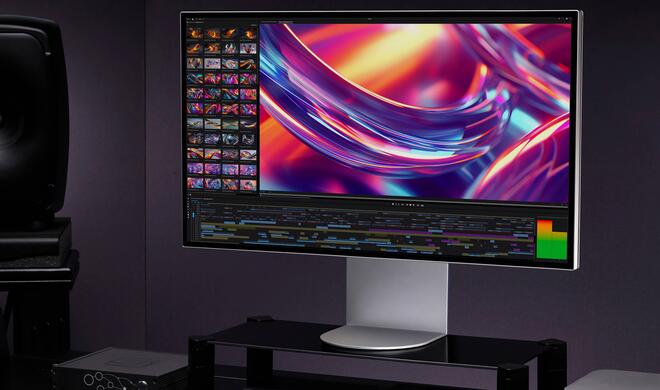 Der LG UltraFine evo ähnelt optisch dem Studio Display, bietet aber die größere Bildschirmdiagonale bei zugleich etwas höherer Pixeldichte.