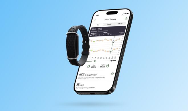 Anders als die Blutdrucktrendwarnung in neueren Modellen der Apple Watch liefert das Hilo Band echte Messwerte in mmHg. Und das automatisch, 24 Stunden am Tag.