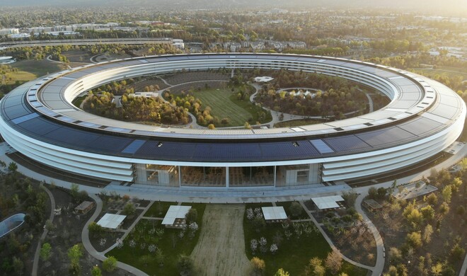 Luftaufnahme des Apple Park Campus in Cupertino, Kalifornien.