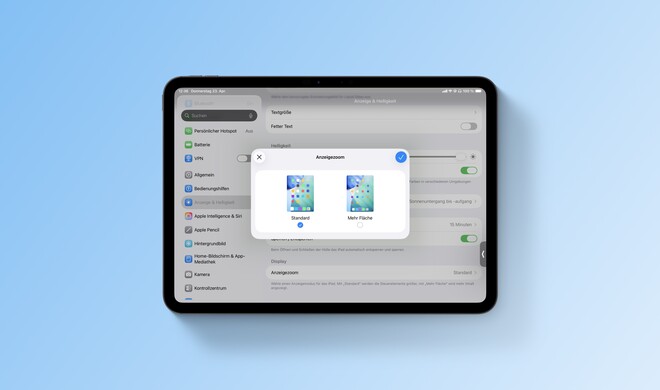 Der Anzeigezoom verkleinert Icons, Texte und die Seitenleiste, um Ihnen mehr Platz auf dem Bildschirm zu gewähren.