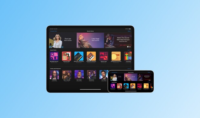 GarageBand macht es leicht, jede Art von Musik zu erstellen – und mit Soundpaketen lässt sich die App erweitern.