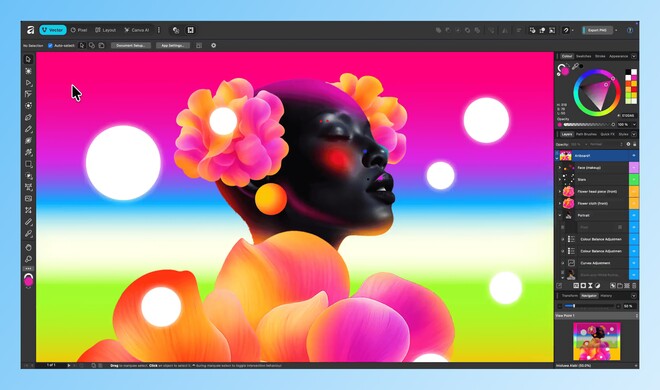 Die neue, kostenlose Affinity-App vereint Fotobearbeitung, Illustration und Layout in einer einzigen leistungsstarken Anwendung.